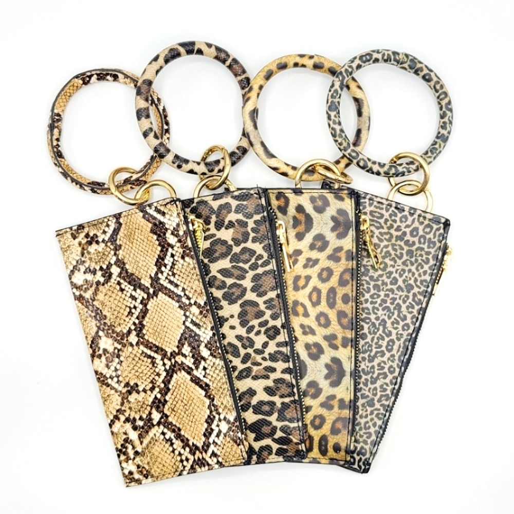 Animal Print Key Ring Bangle Wristlet